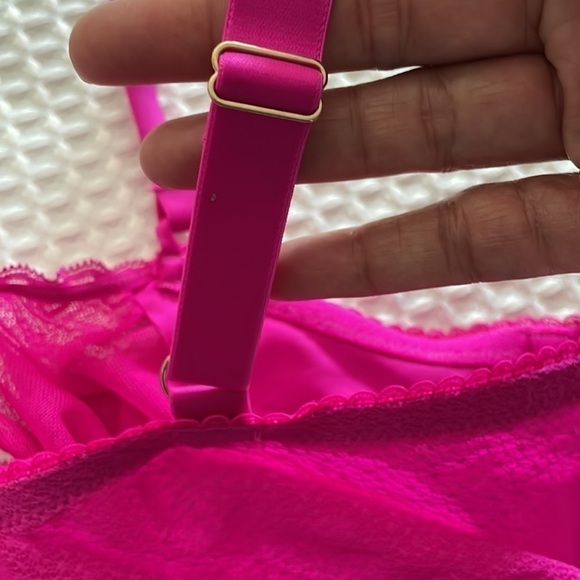 Auden Bra 34C Hot Pink Barbiecore Fairycore Mesh Stretchy Adjustable Sheer Wired - Picture 6 of 11